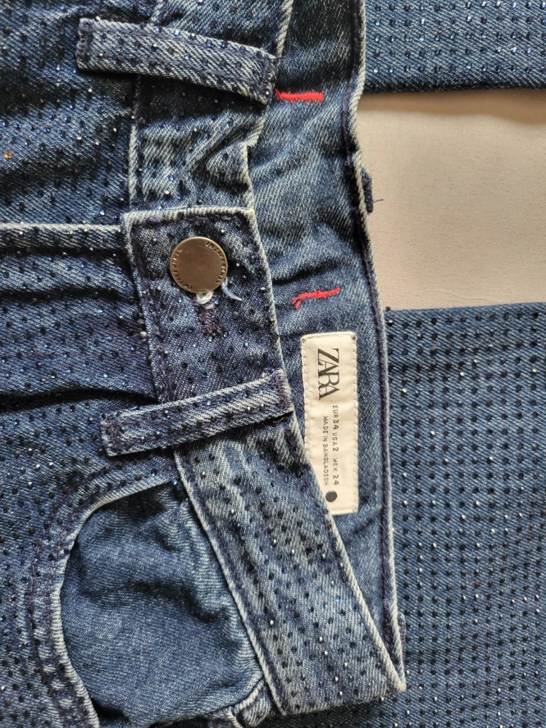 ZARA ZW COLLECTION BOOTCUT HIGH WAIST RHINESTONE JEANS - photo 3