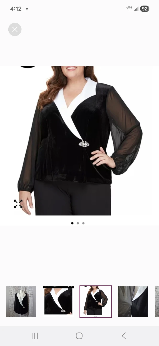 Alex Evenings Black Velvet and Chiffon  Jacket