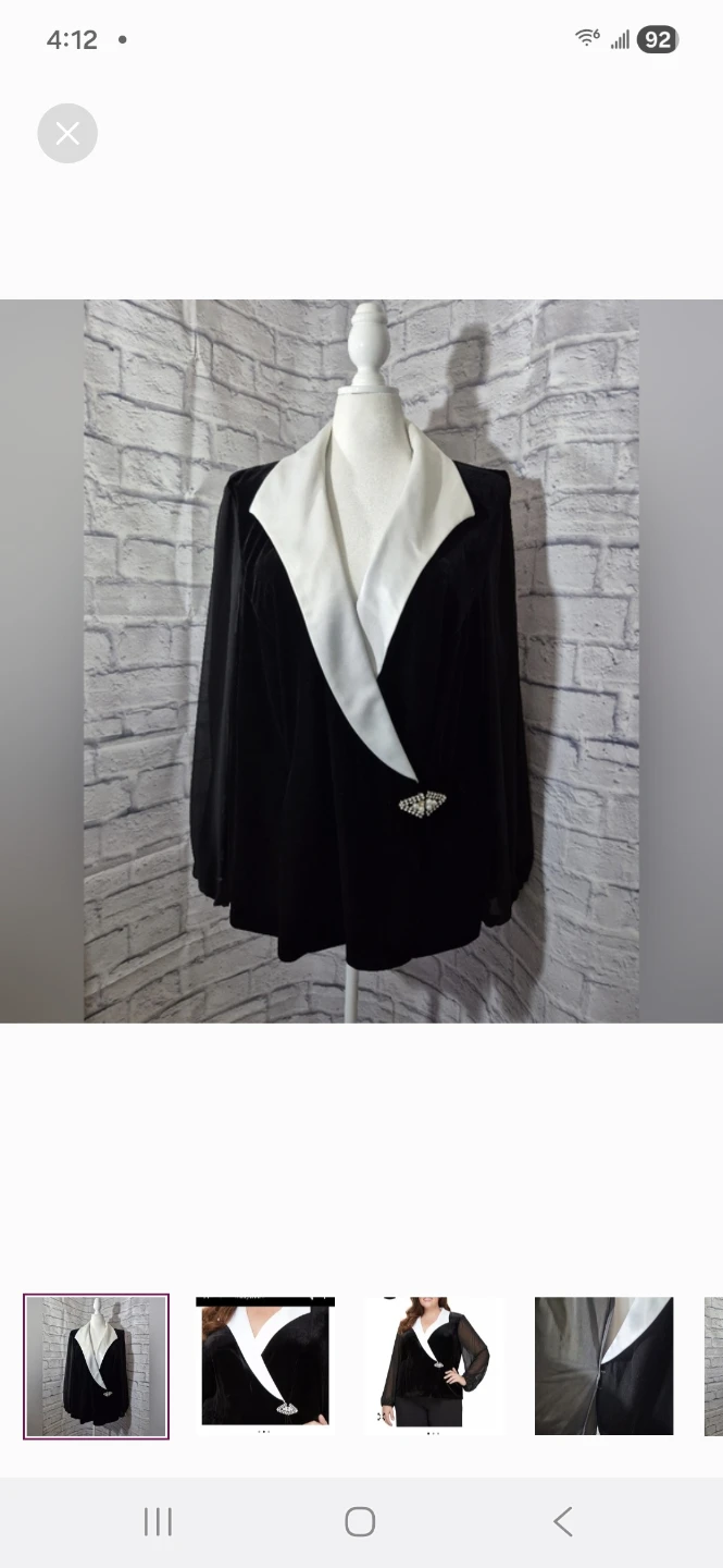 Alex Evenings Black Velvet and Chiffon  Jacket - photo 2