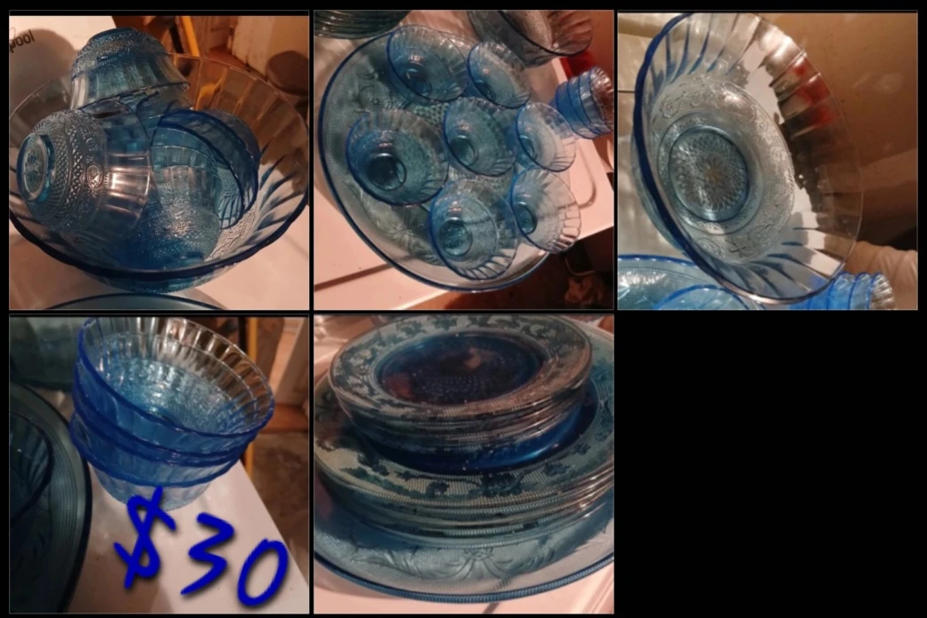 Blue Glass Dinnerware Set