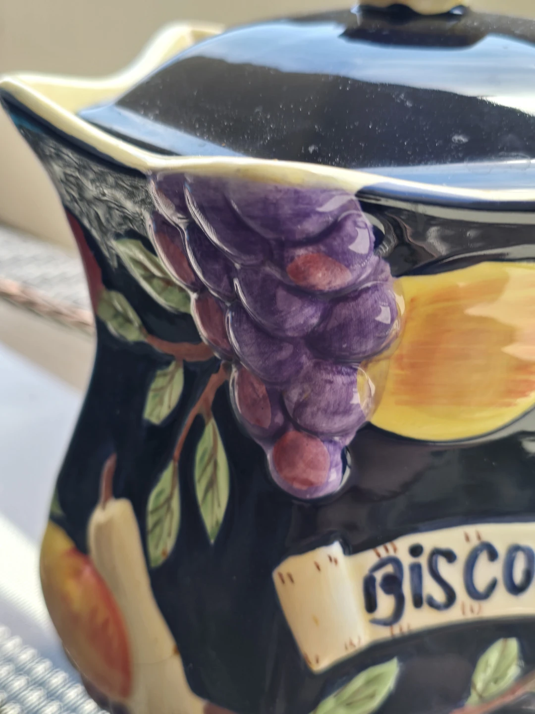 Vintage Ceramic Biscotti Jar with Fruit Design - photo 4
