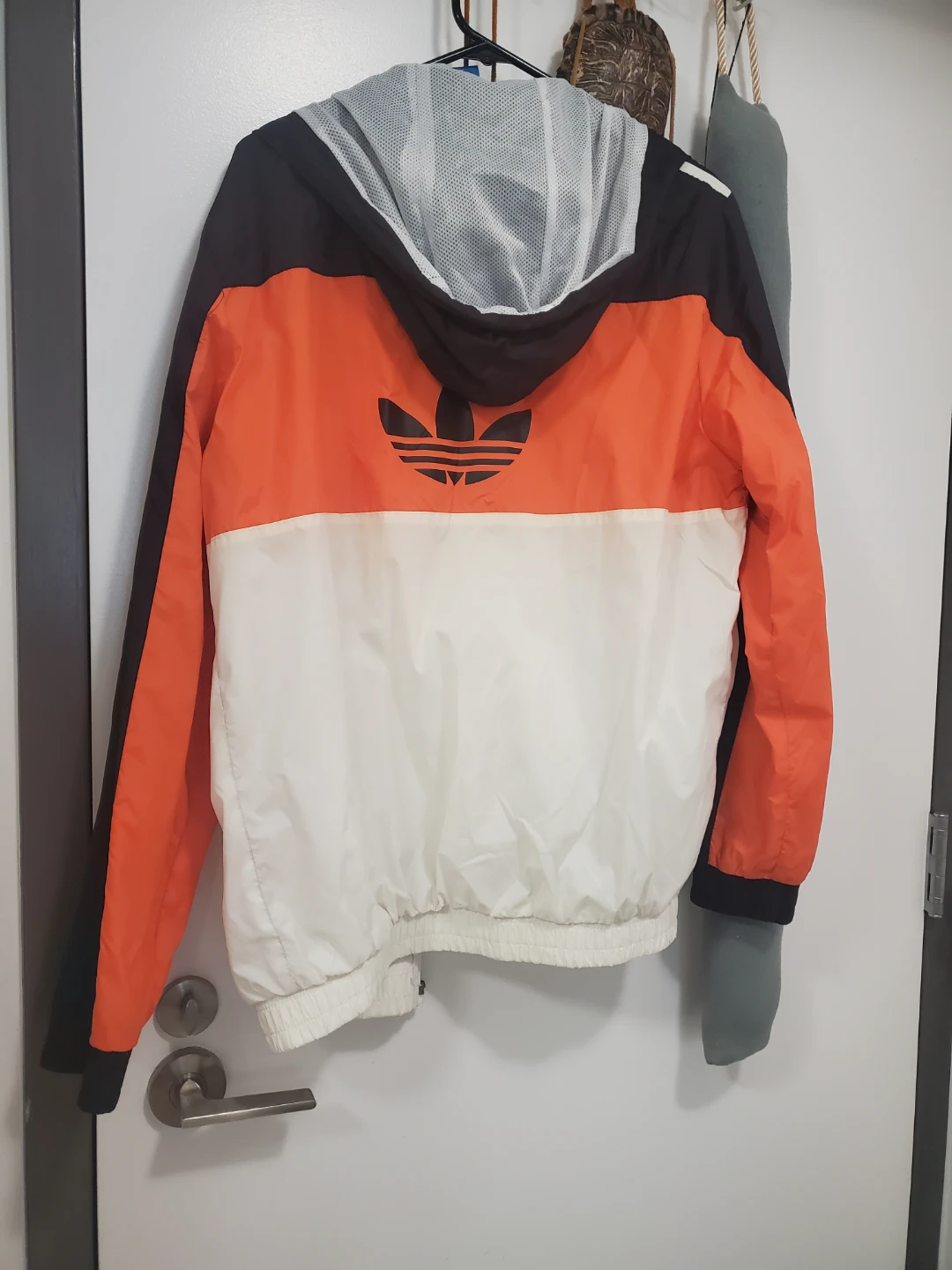 Adidas Hooded Windbreaker Jacket Orange White Black - photo 2