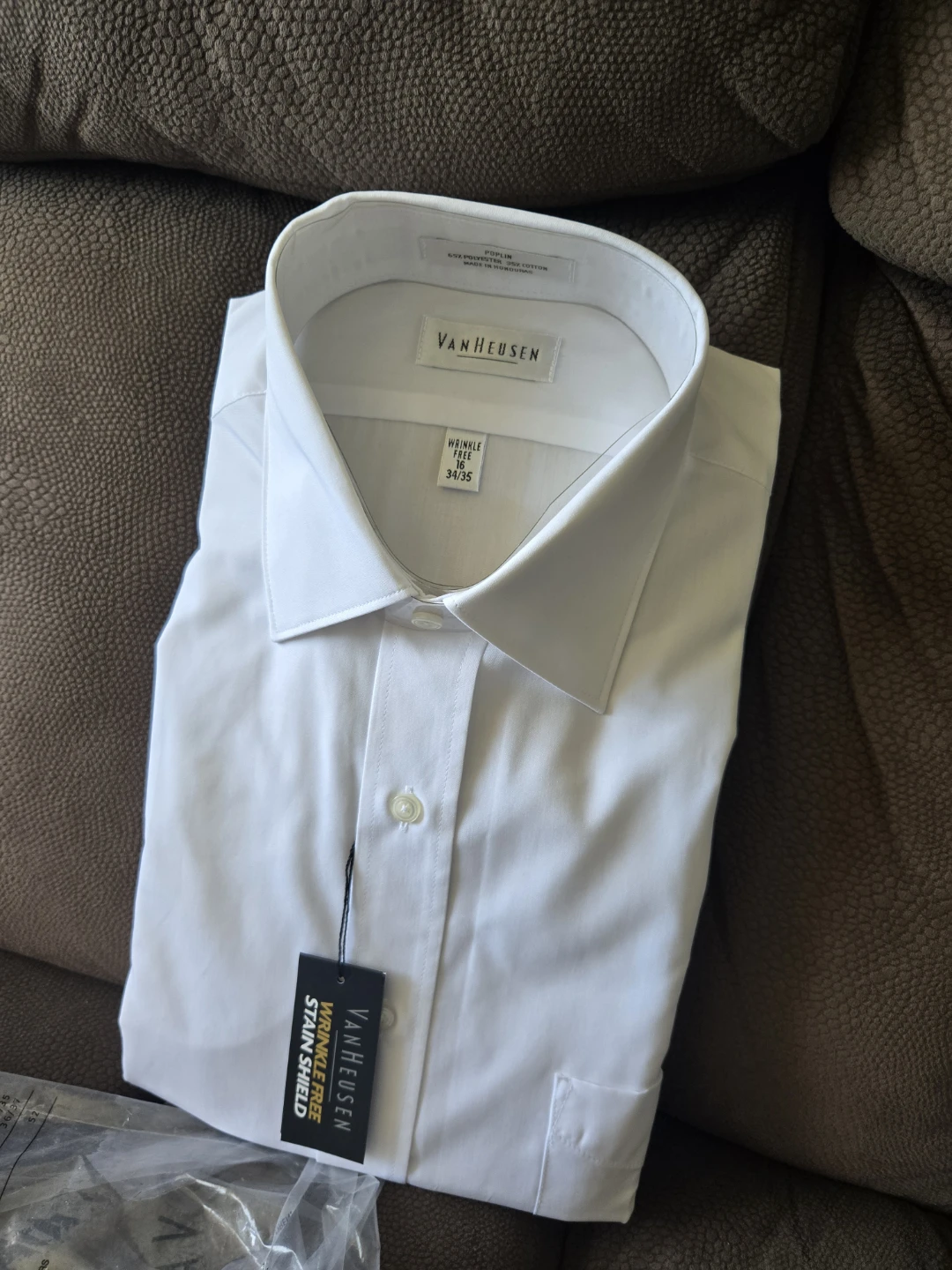 Van Heusen Men's White Wrinkle Free Dress Shirt Size 16 34/35 - photo 2