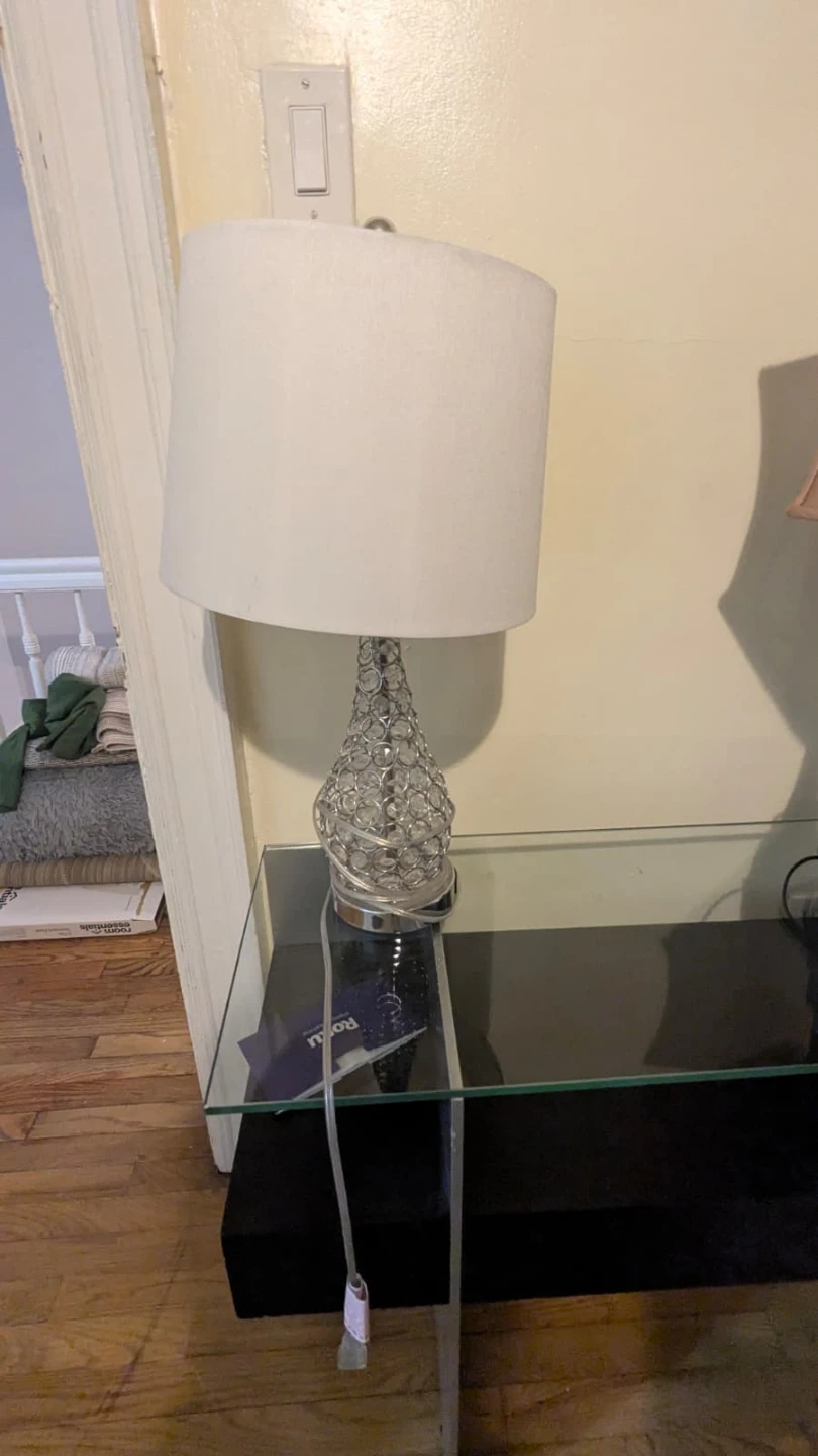 Crystal Accent Table Lamp with White Shade