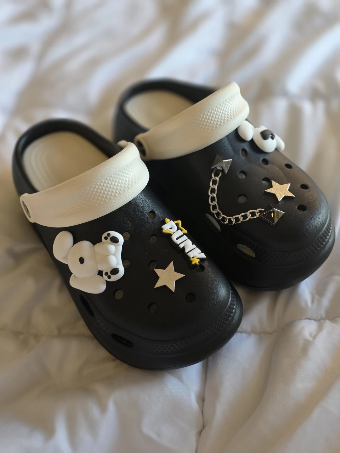 Black "PUNK" Croc-style Clogs with Charms - photo 4