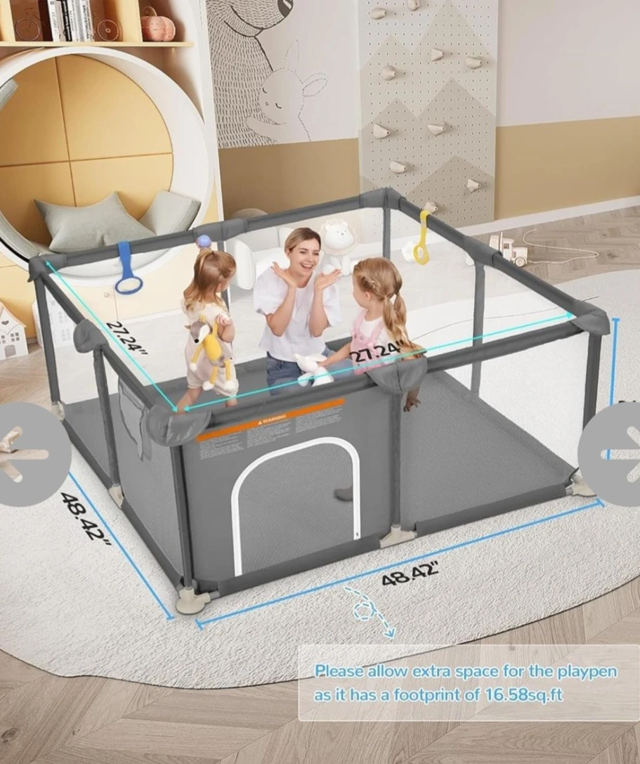 Grey Playpen with Toys and Mat - photo 2