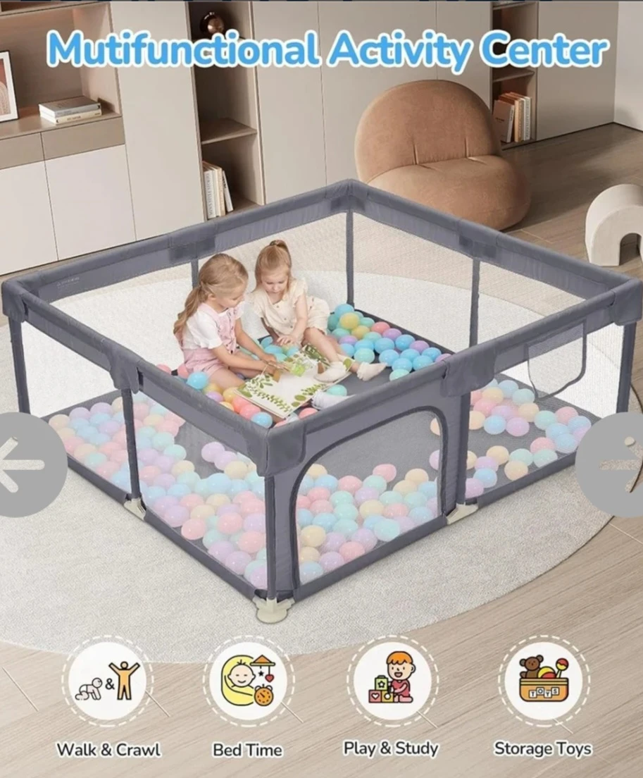 Grey Playpen with Toys and Mat - photo 4