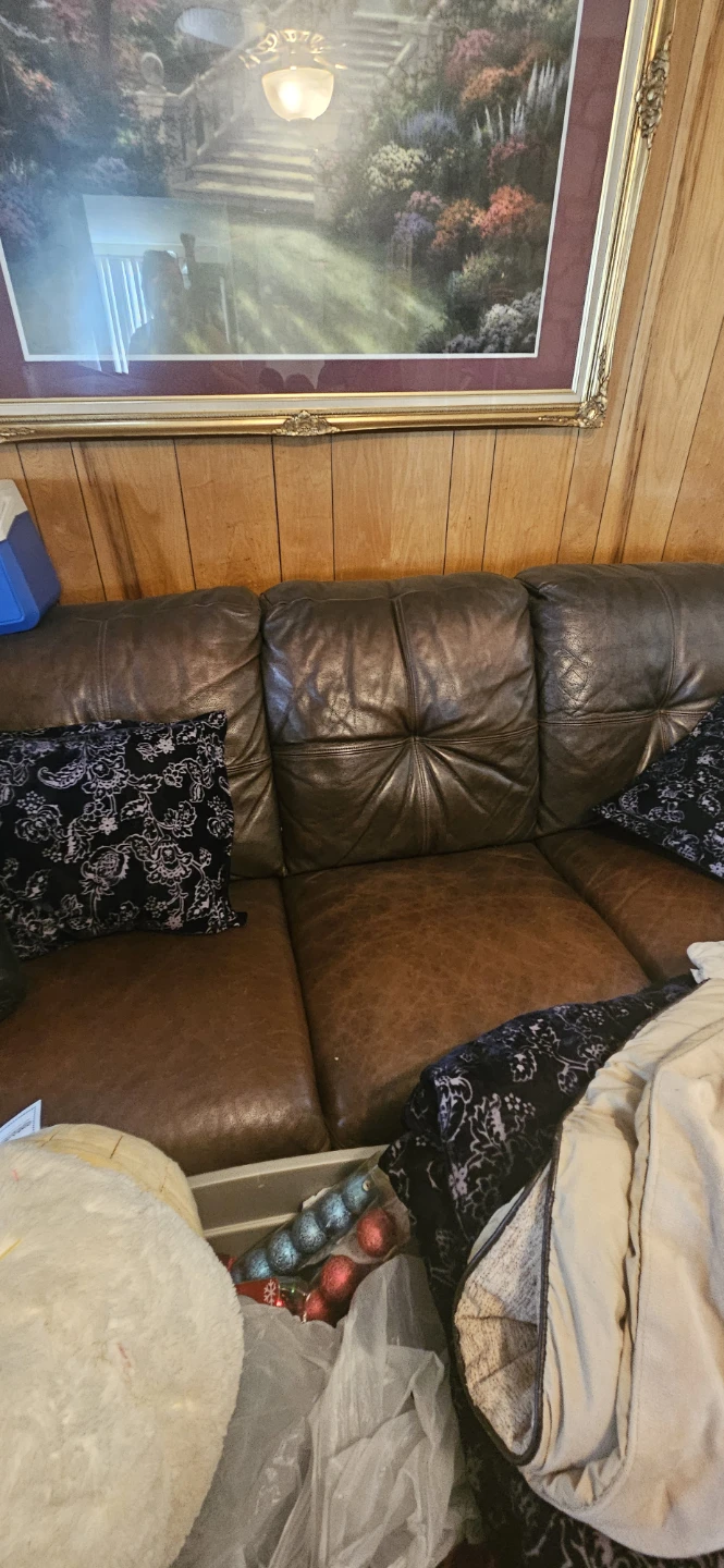 Brown Leather Sofa and Ottoman - photo 3