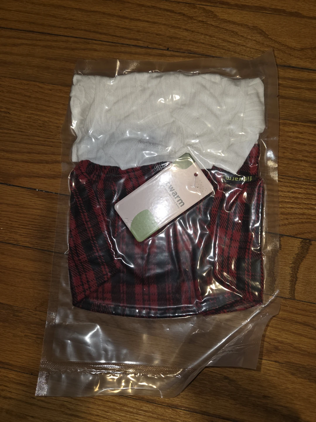 Fitwarm Dog dress Plaid Skirt and White Top Set - Size S