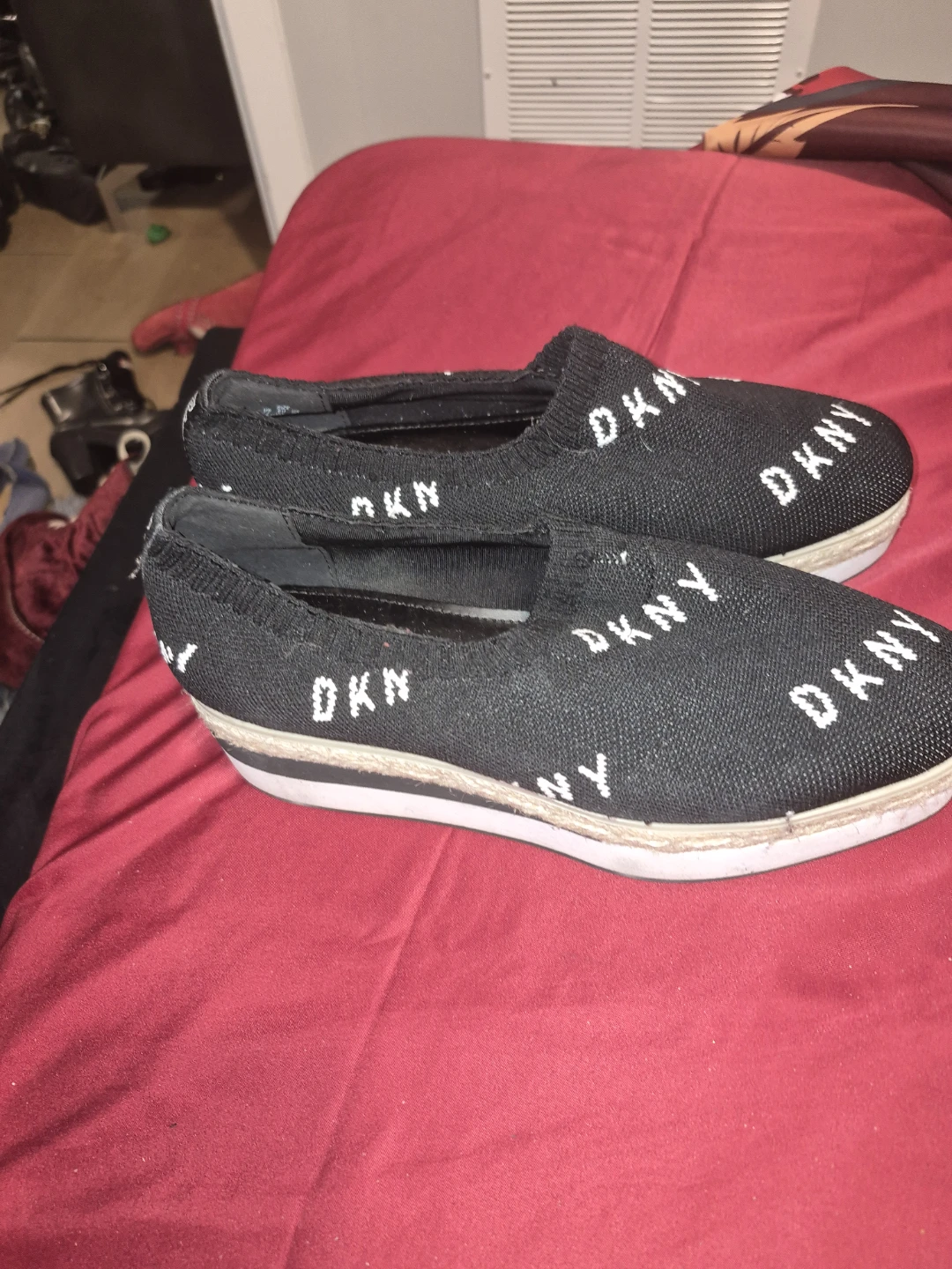 DKNY Black Slip-On Espadrille Flats