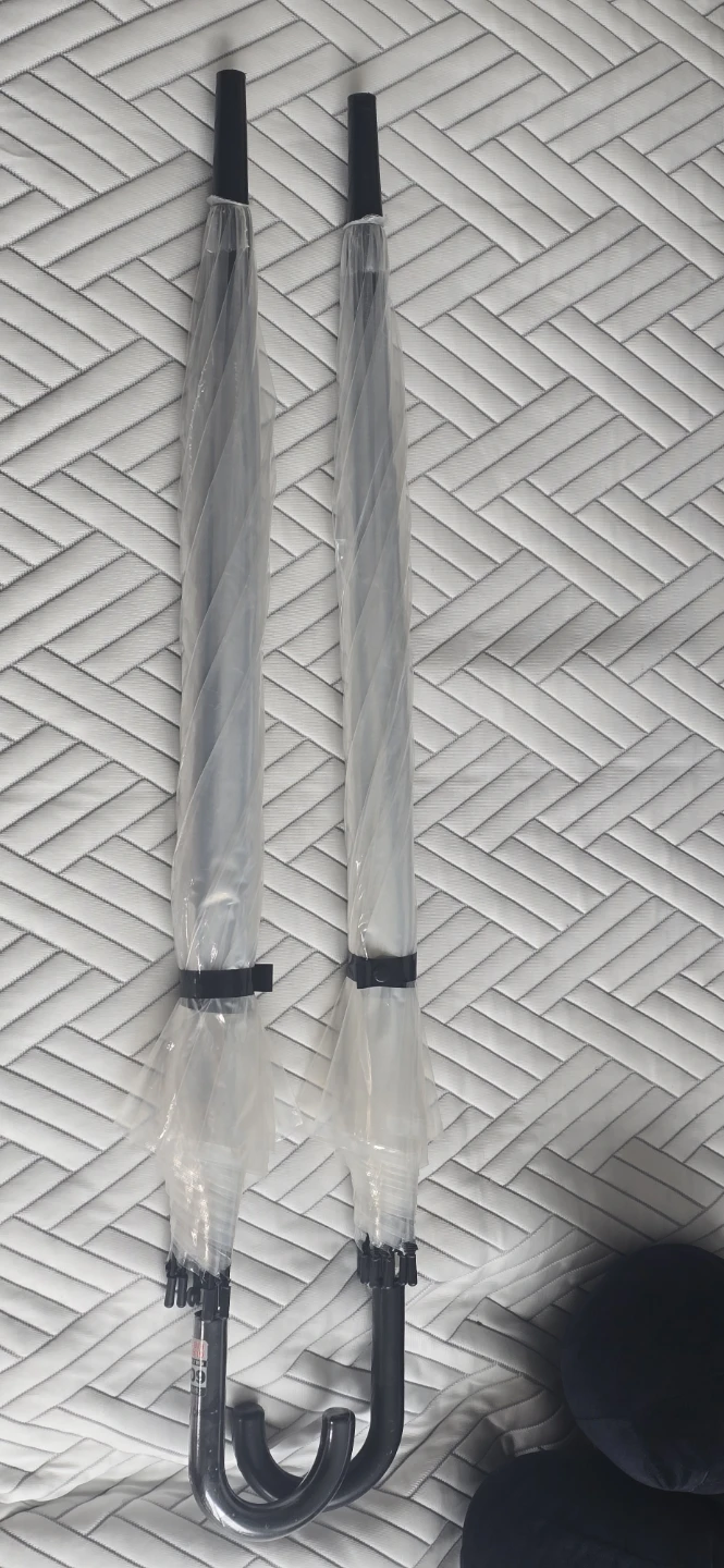 Two Clear Plastic Umbrellas set