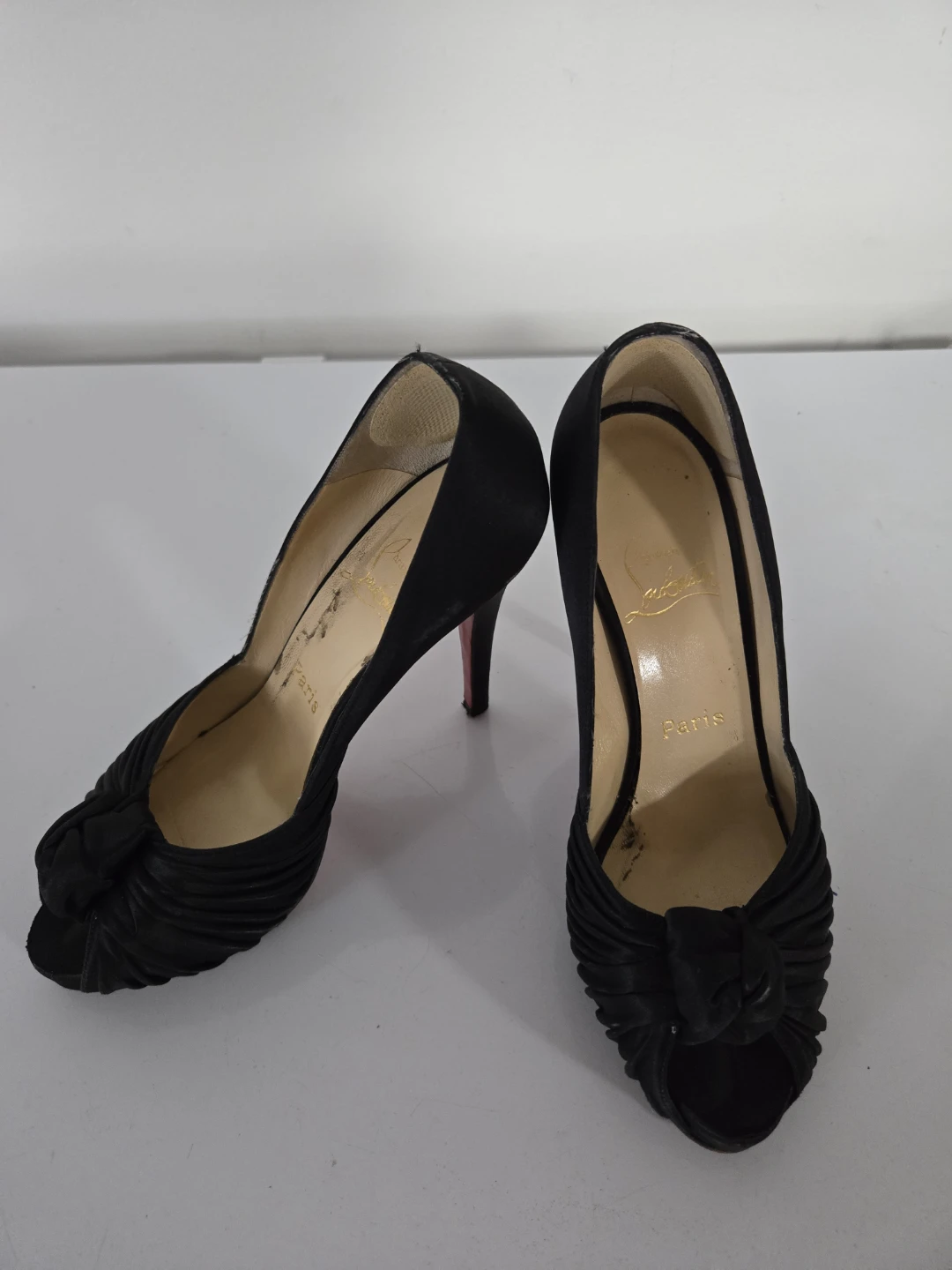 Christian Louboutin Black Peep-Toe Heels - Size 38