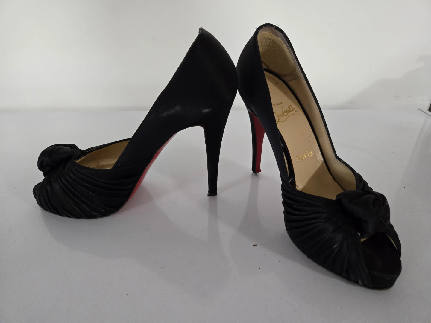 Christian Louboutin Black Peep-Toe Heels - Size 38 - photo 5