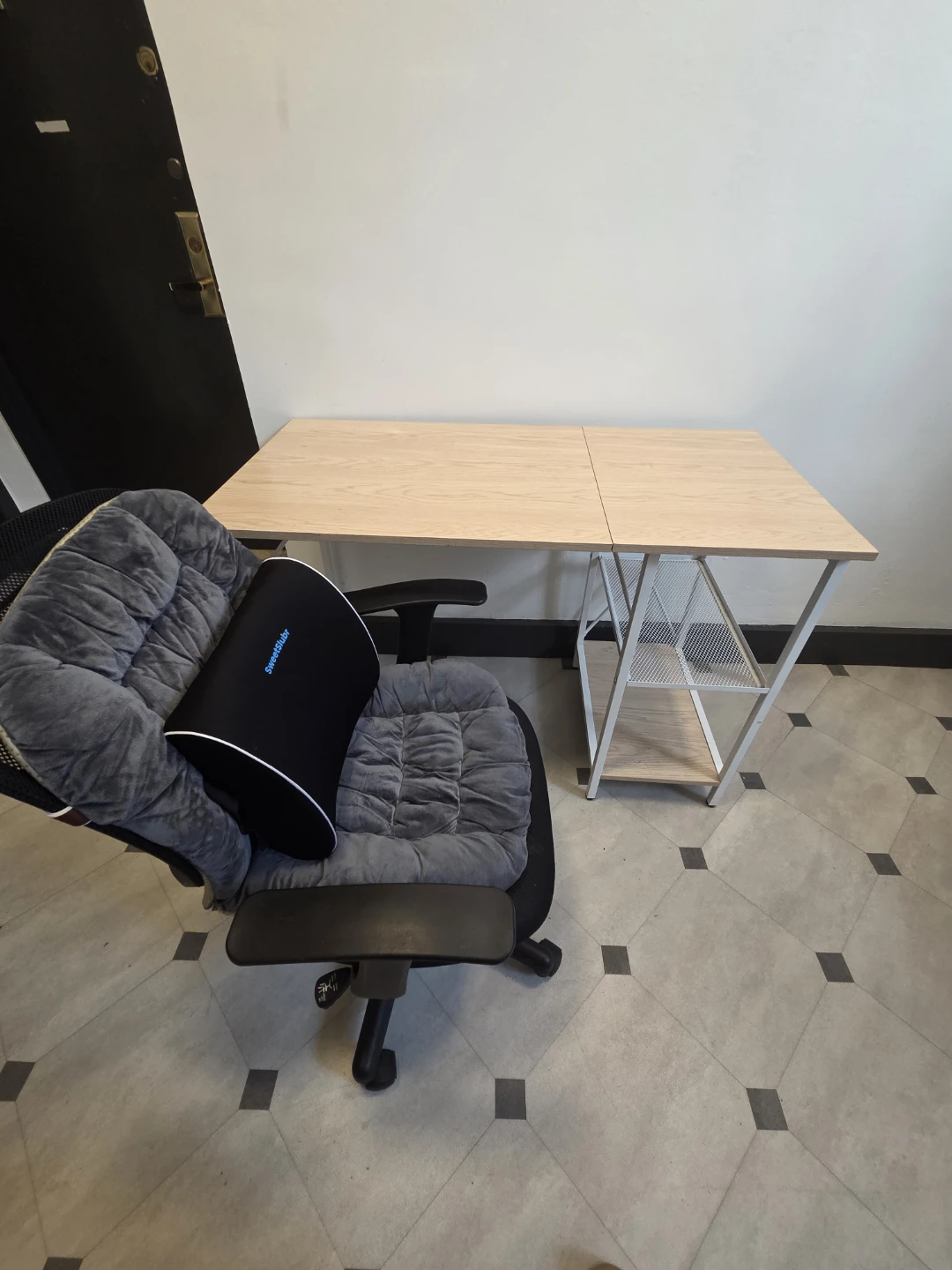 Light Wood Folding Desk and office chair