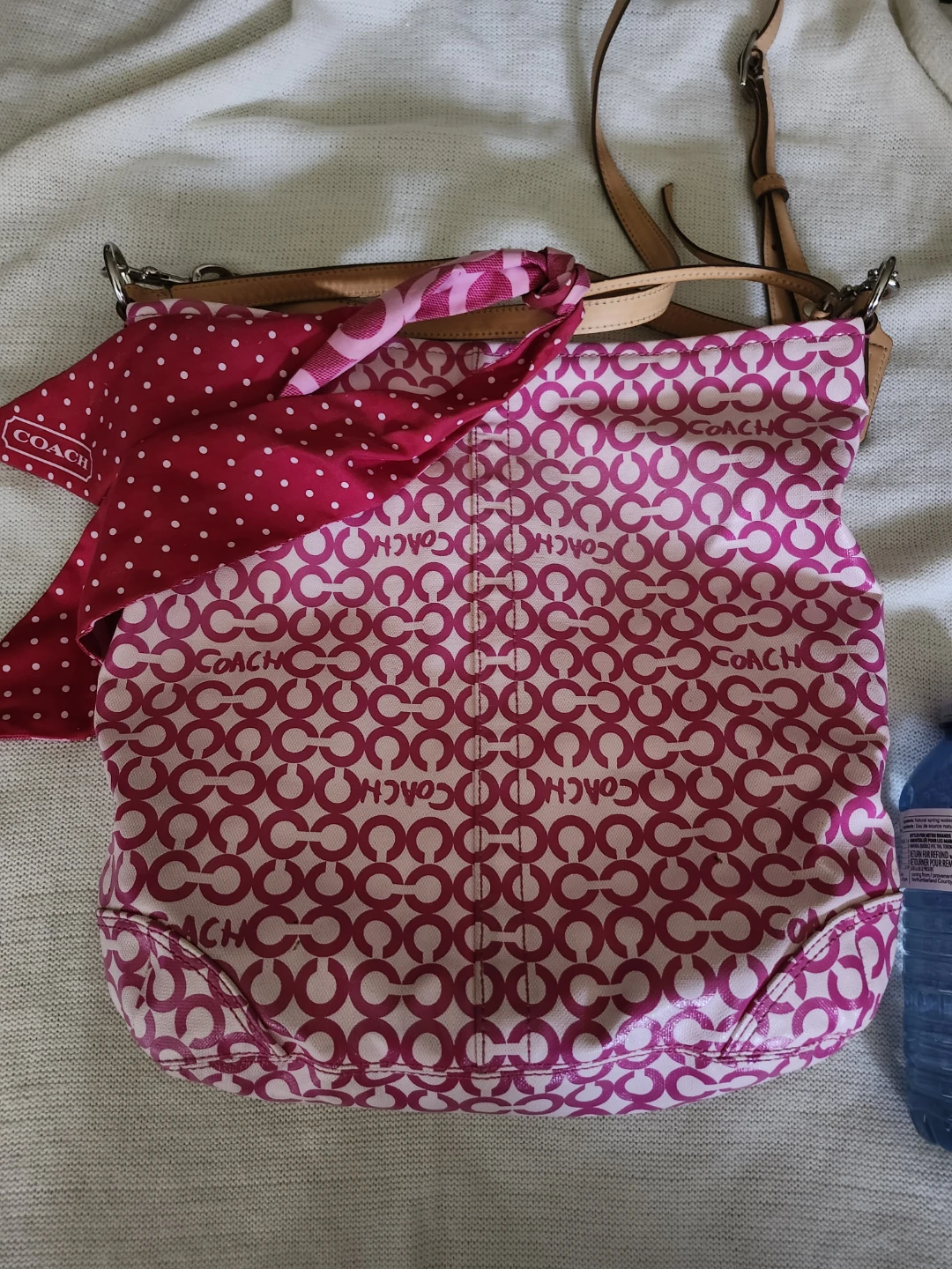 Coach Signature Pattern Shoulder Bag and scarf