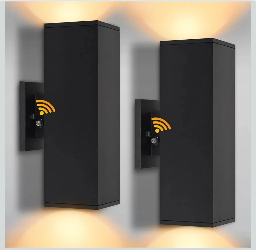Set of 2 Black Up/Down Outdoor Wall Lights
