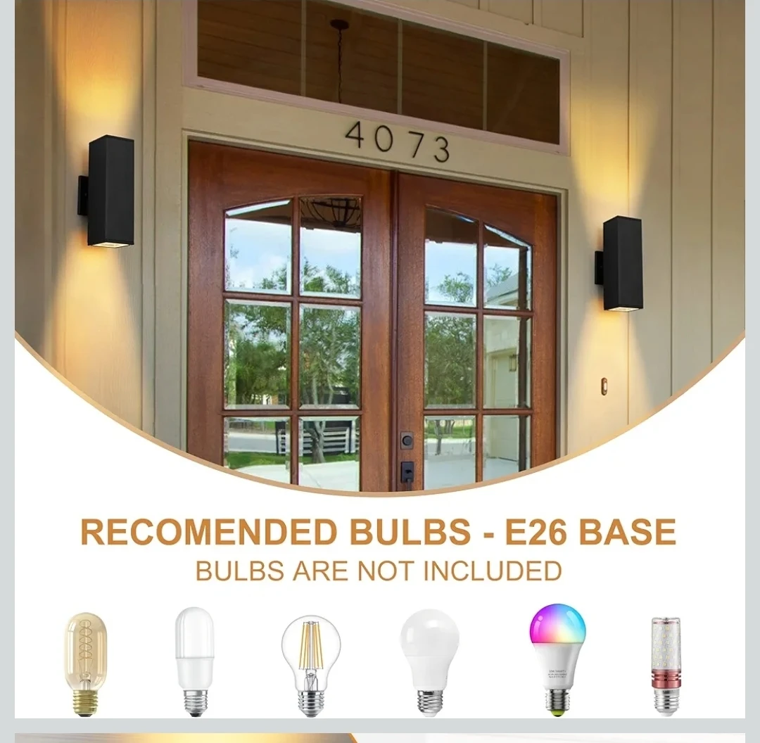 Set of 2 Black Up/Down Outdoor Wall Lights - photo 2