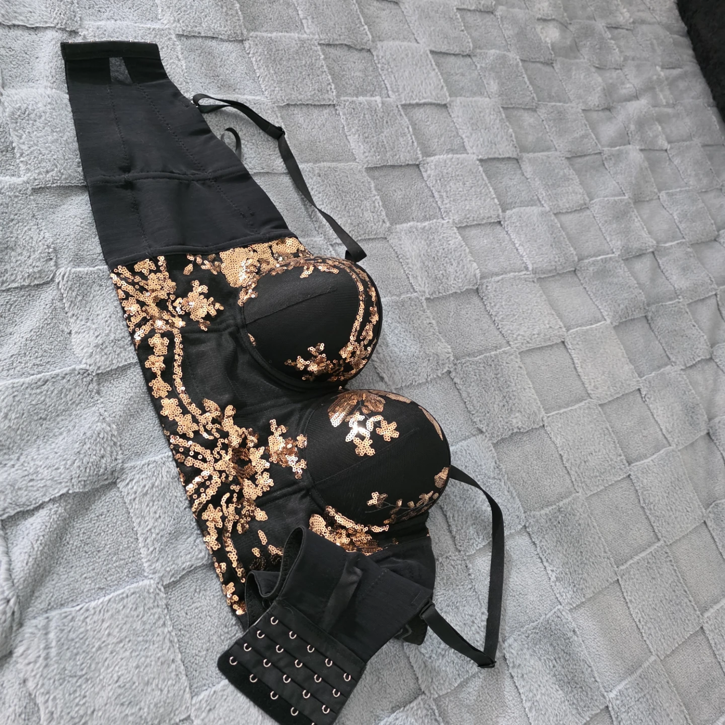 Black Corset Bra with Sequins