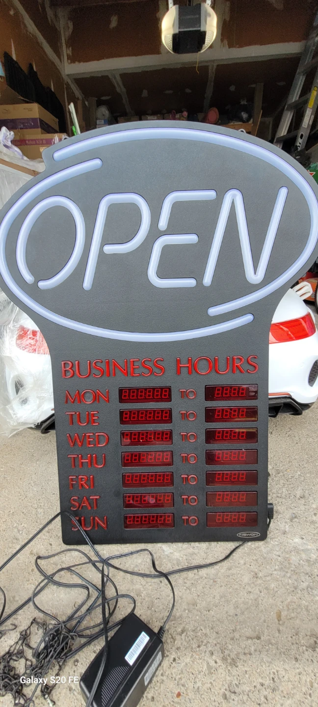 LED "OPEN" Sign with Business Hours Display