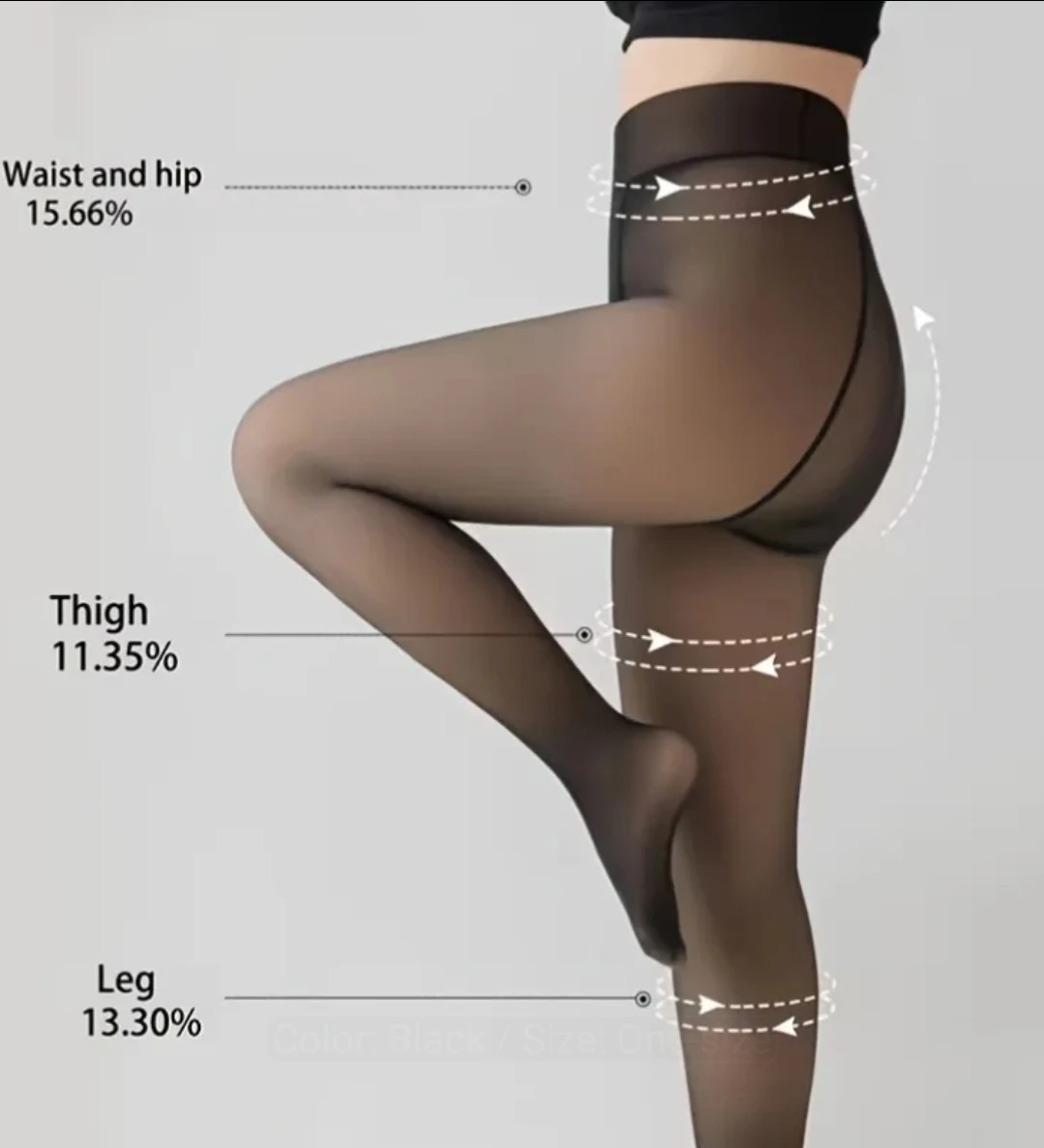Winter Fleece Lined Tights - Black - photo 3