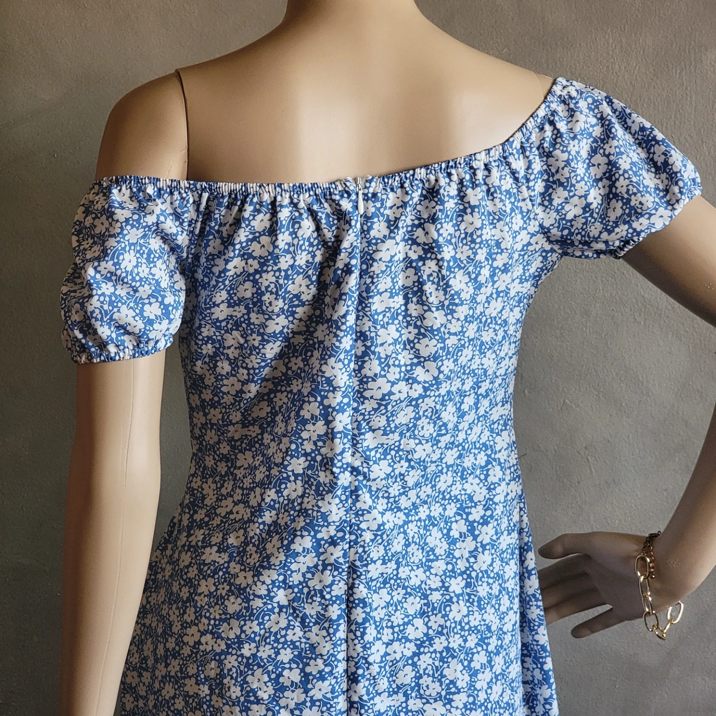 Blue Floral Off-the-Shoulder Midi Dress - photo 5