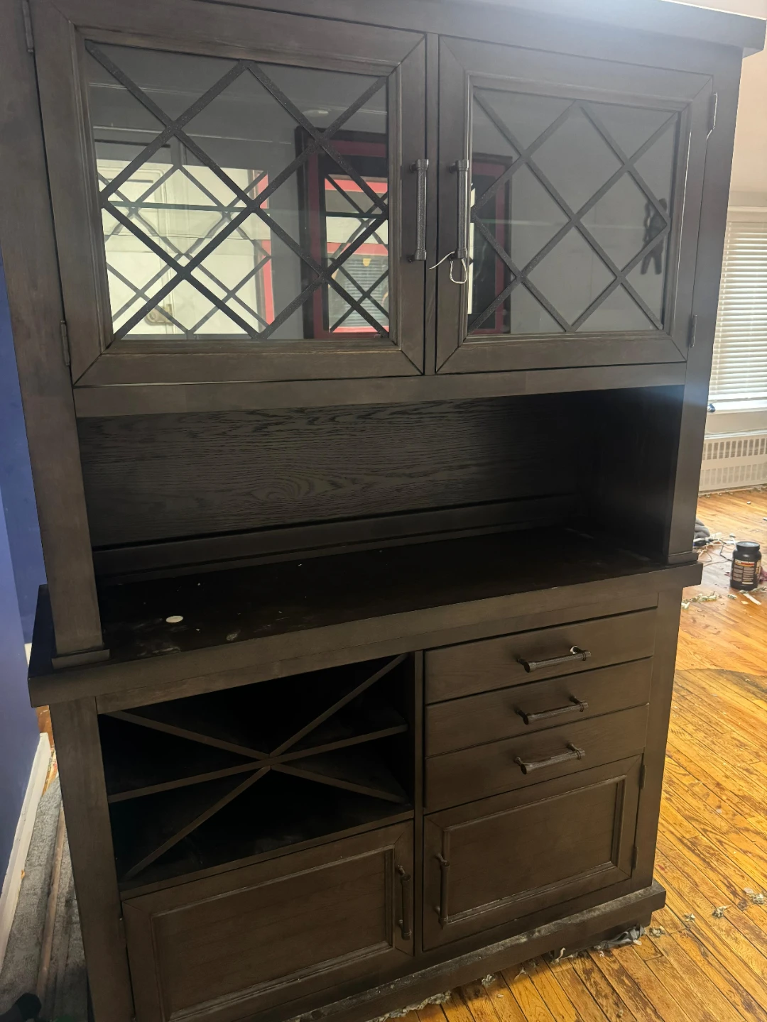 Dark Wood China Cabinet with Glass Doors - photo 4