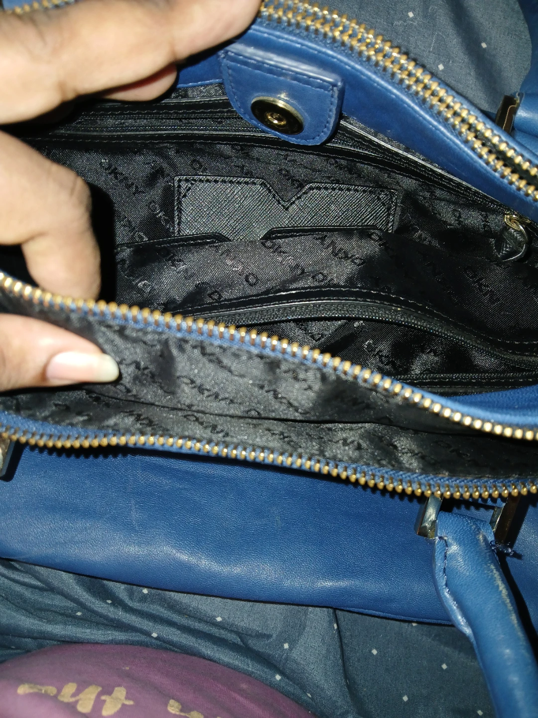 DKNY Blue Leather Satchel Handbag price is firm - photo 2
