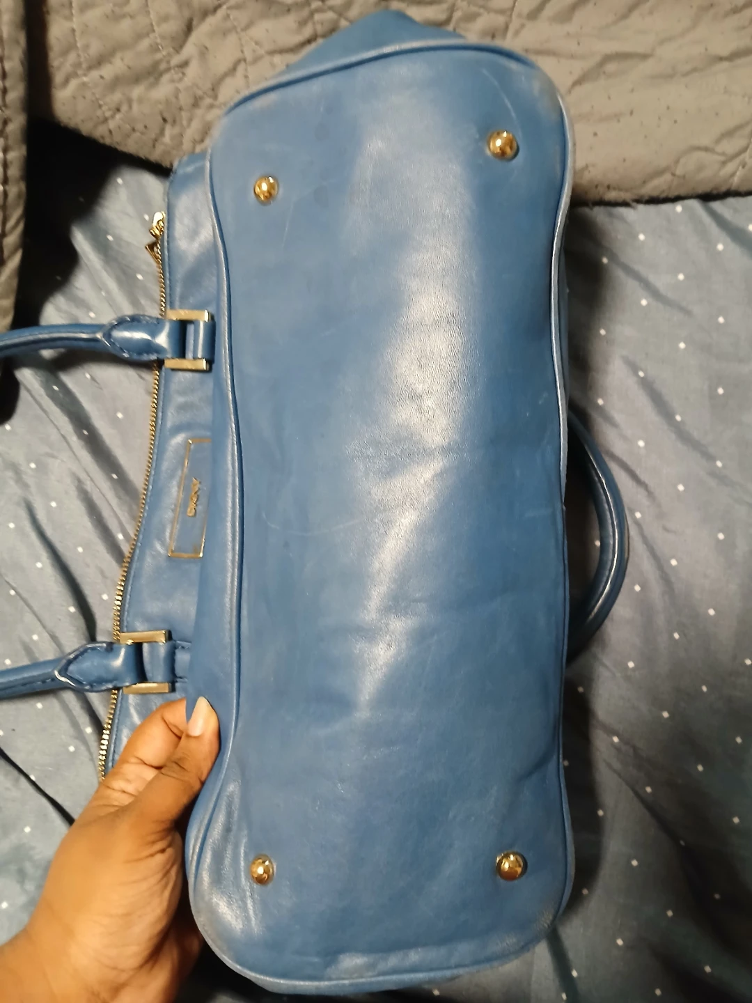 DKNY Blue Leather Satchel Handbag price is firm - photo 3