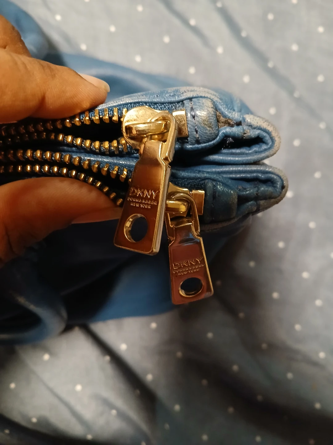 DKNY Blue Leather Satchel Handbag price is firm - photo 4