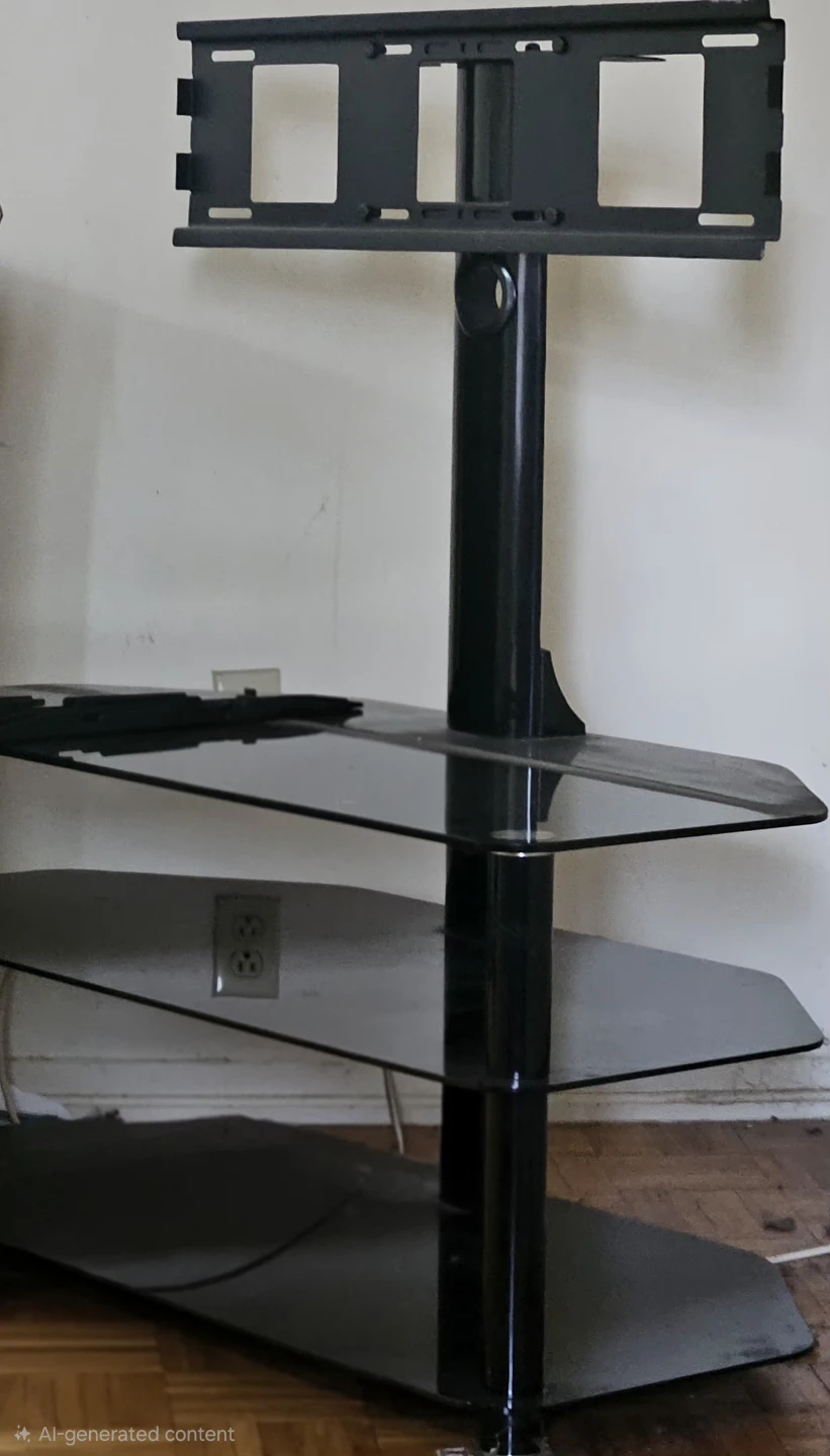 Black Glass TV Stand with Mount