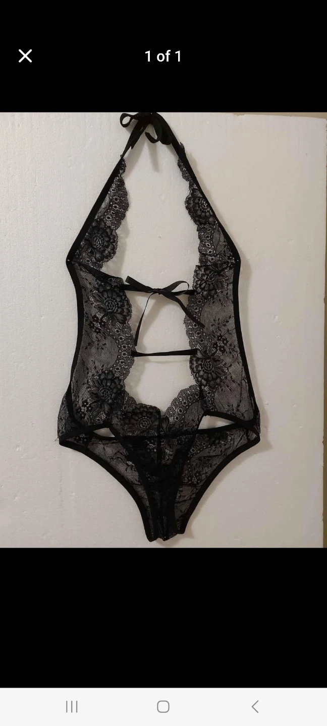 Black Lace Halter Teddy