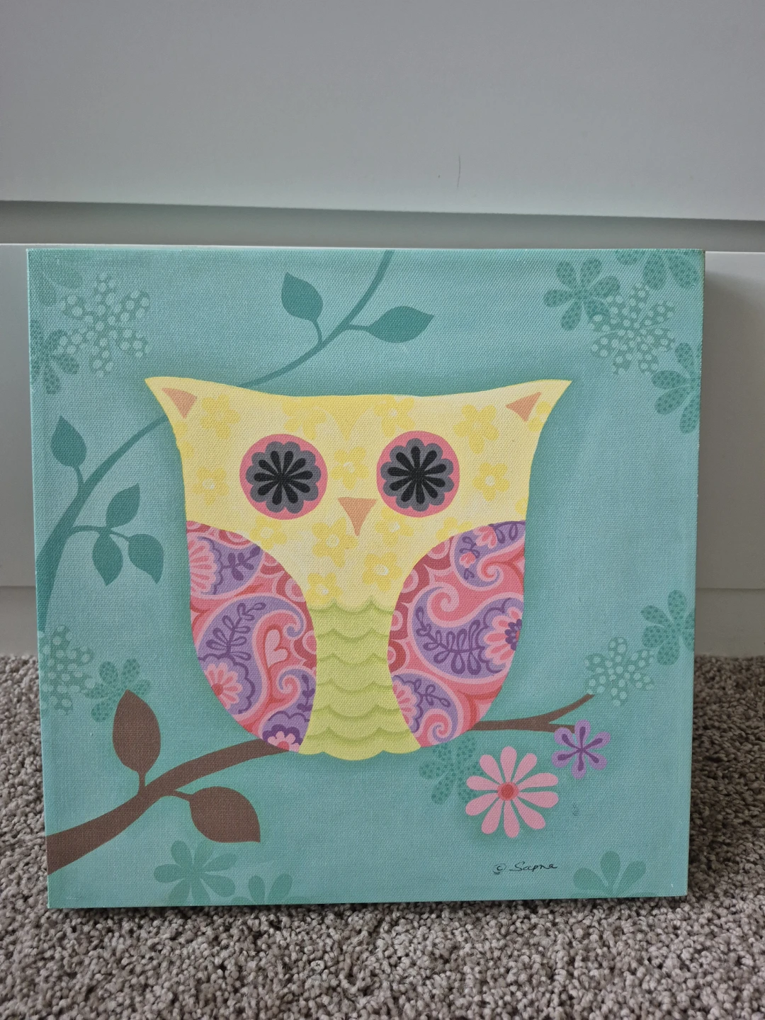 Set of 3 Owl Canvas Wall Art Prints & Plushie for Kids' room - photo 2