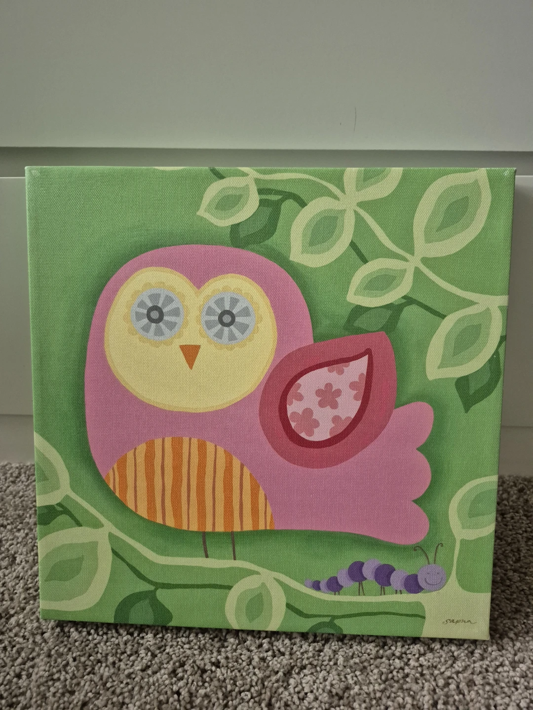 Set of 3 Owl Canvas Wall Art Prints & Plushie for Kids' room - photo 3