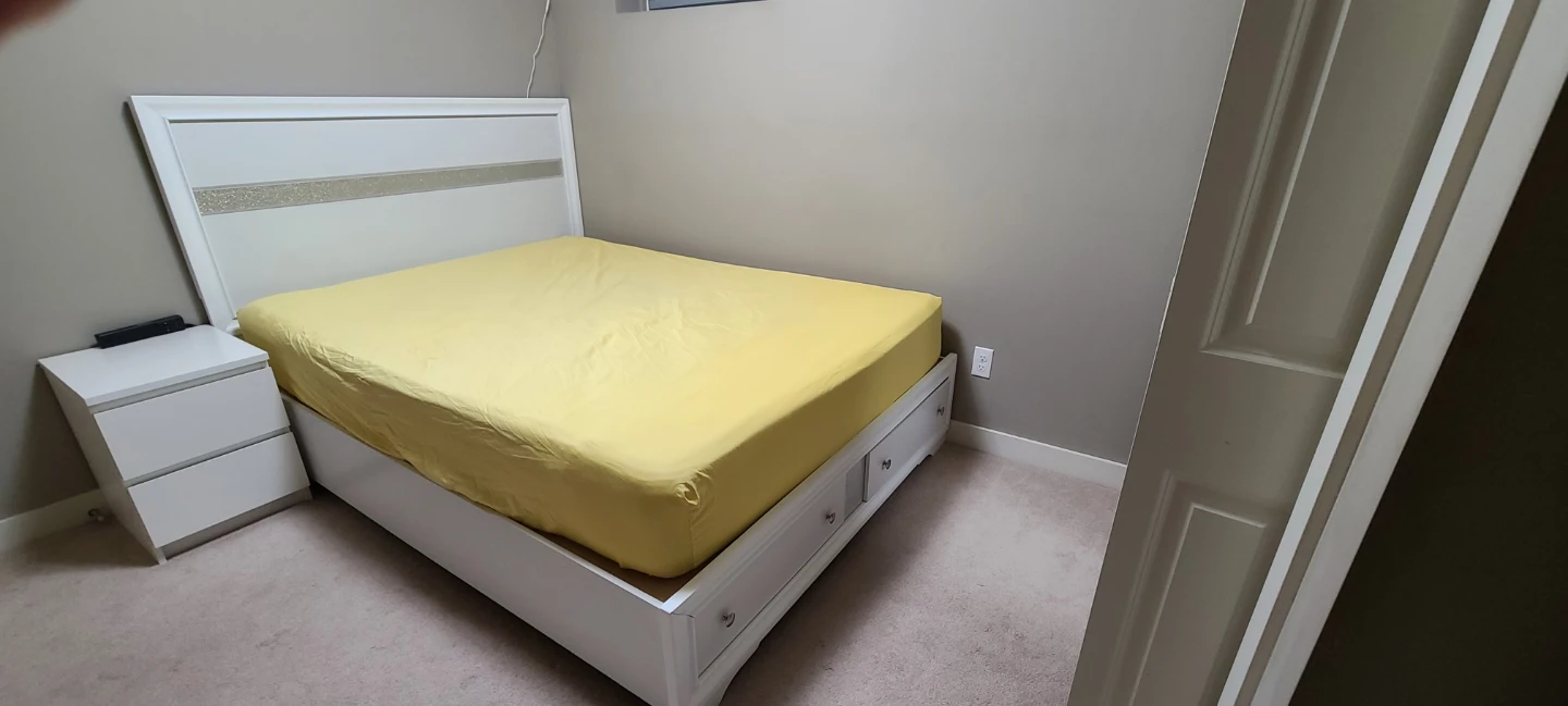 White Queen Storage Bed Frame with Headboard