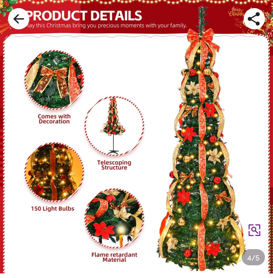Pop Up Christmas Tree With 150 LED Lights