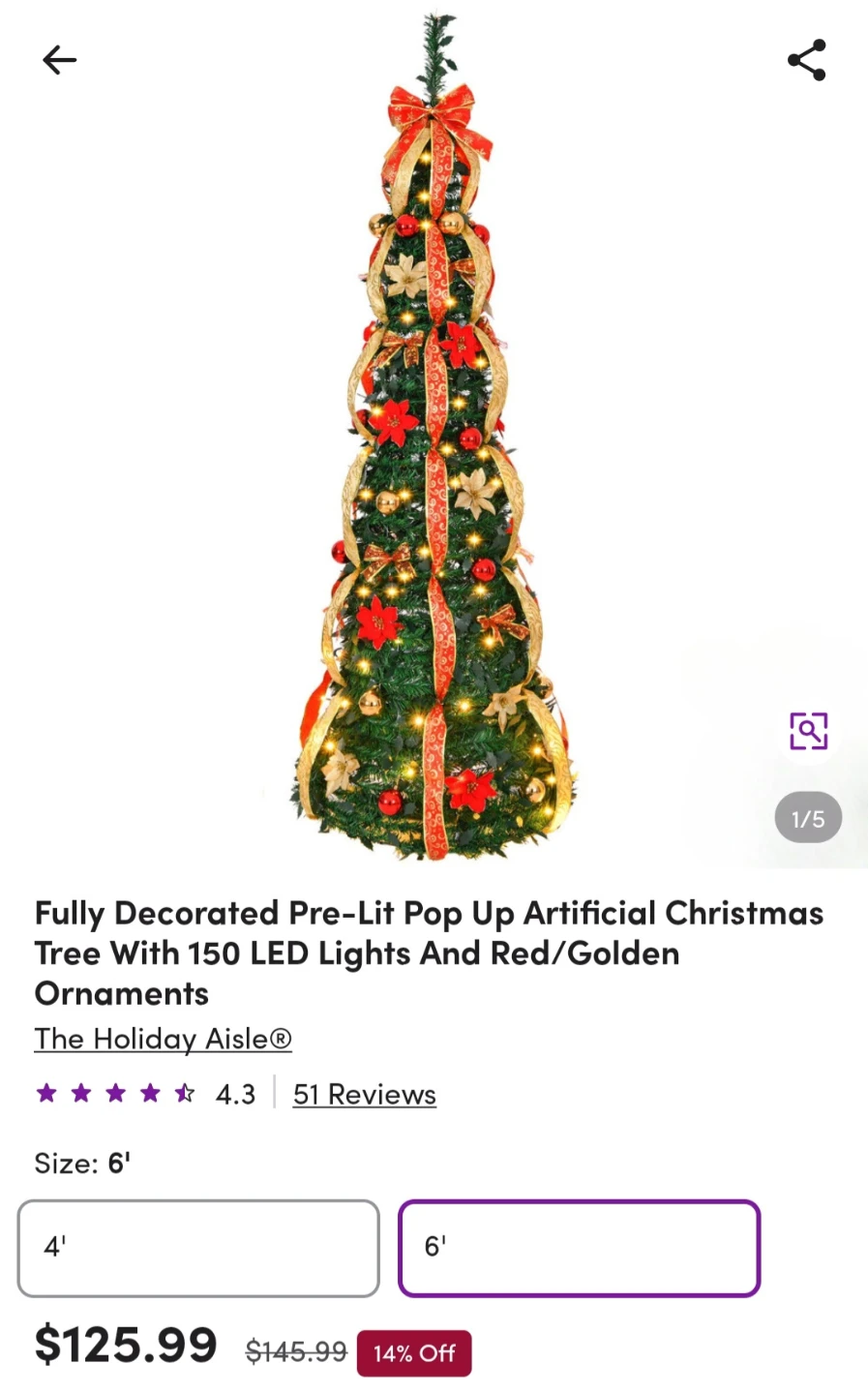 Pop Up Christmas Tree With 150 LED Lights - photo 5