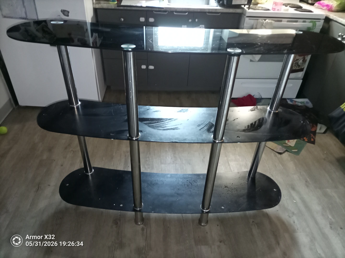 Black 3-Tier Glass TV Stand - photo 2