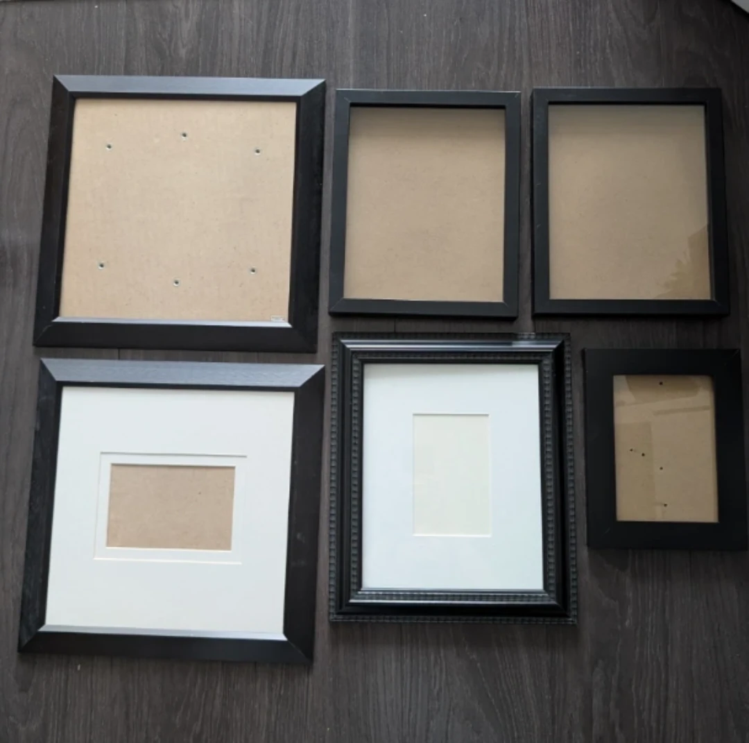 Assorted Black Picture Frames (price includes all 6)