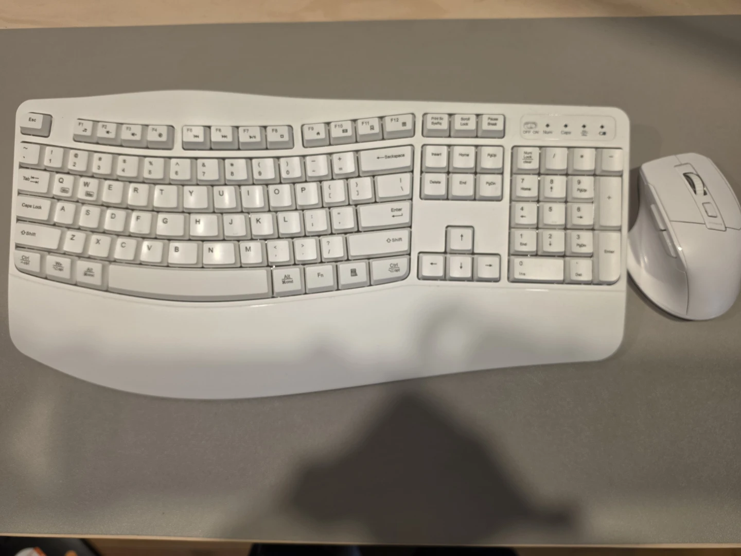 Wireless Ergonomic Keyboard and Mouse Combo - White - photo 3