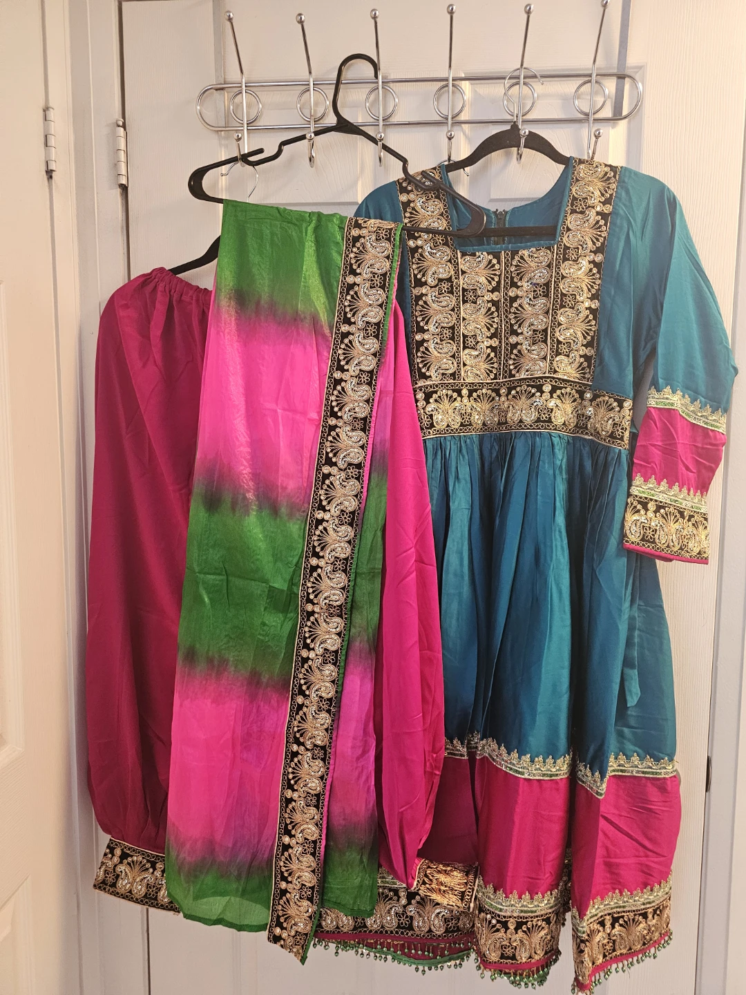 Embroidered Teal and Pink Shalwar Kameez with Dupatta