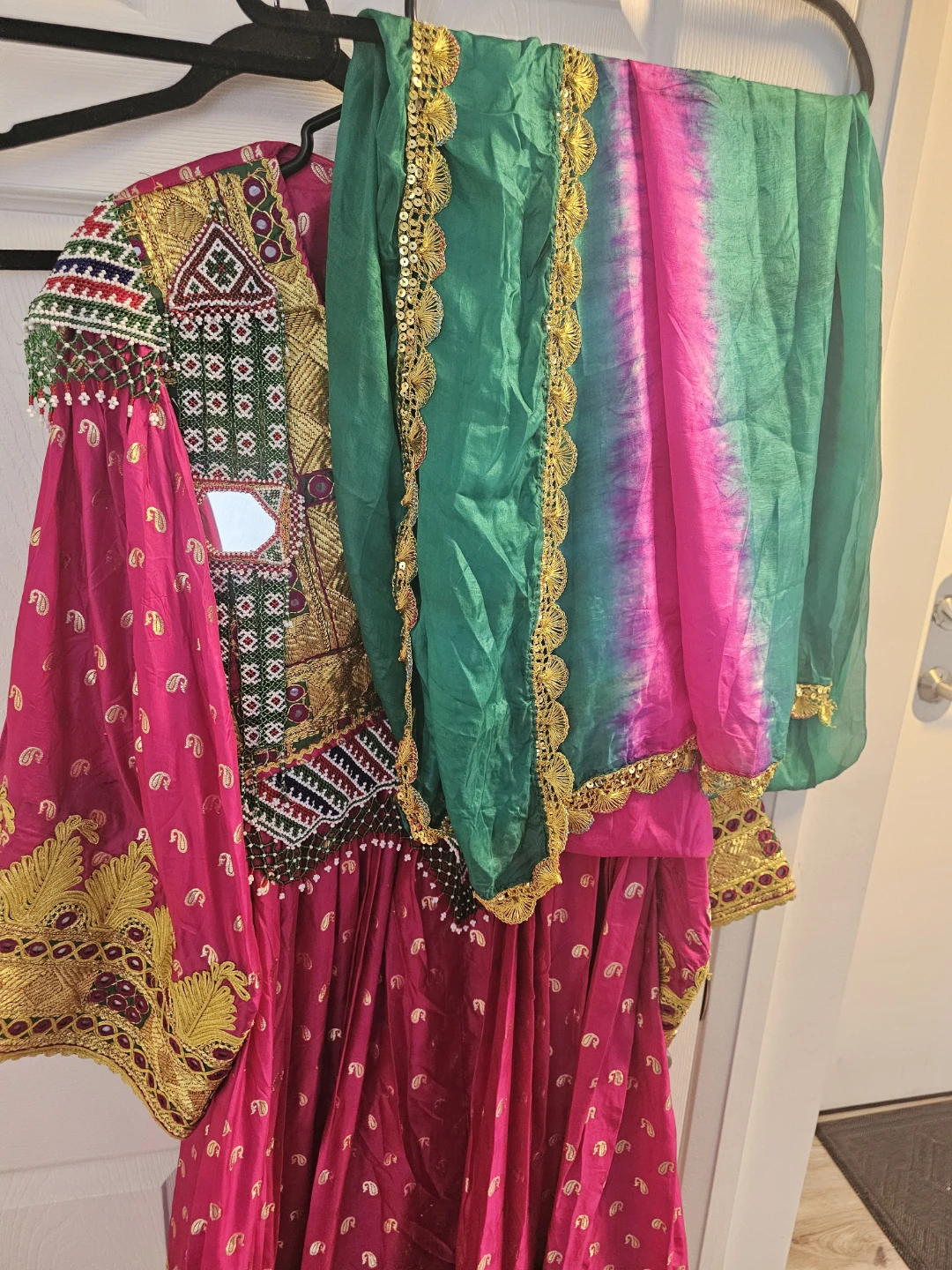 Embroidered Teal and Pink Shalwar Kameez with Dupatta - photo 3