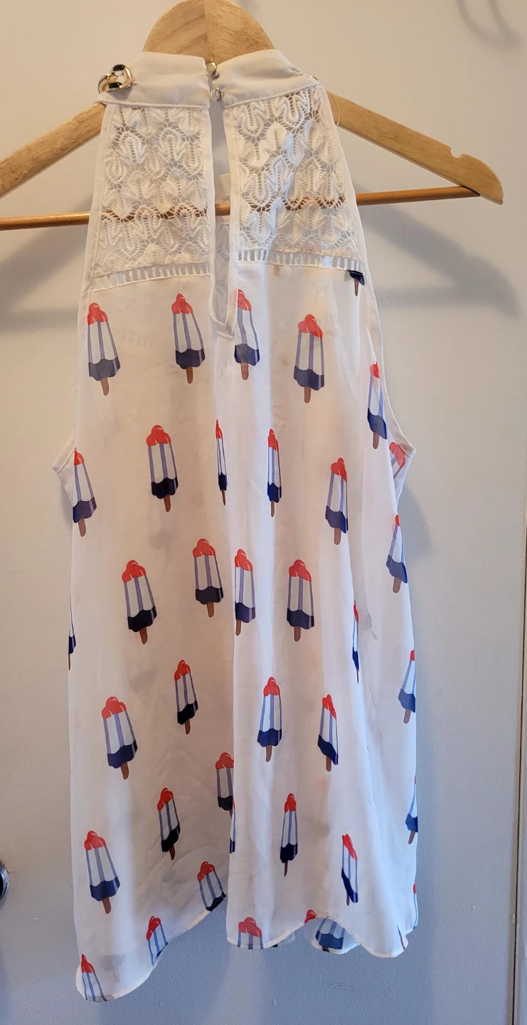 White sleeveless top with popsicle print - photo 2