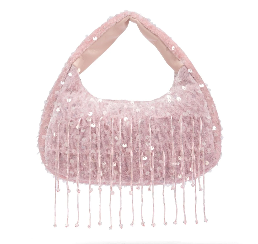 Pink Sequin Fringe Shoulder Bag - photo 2