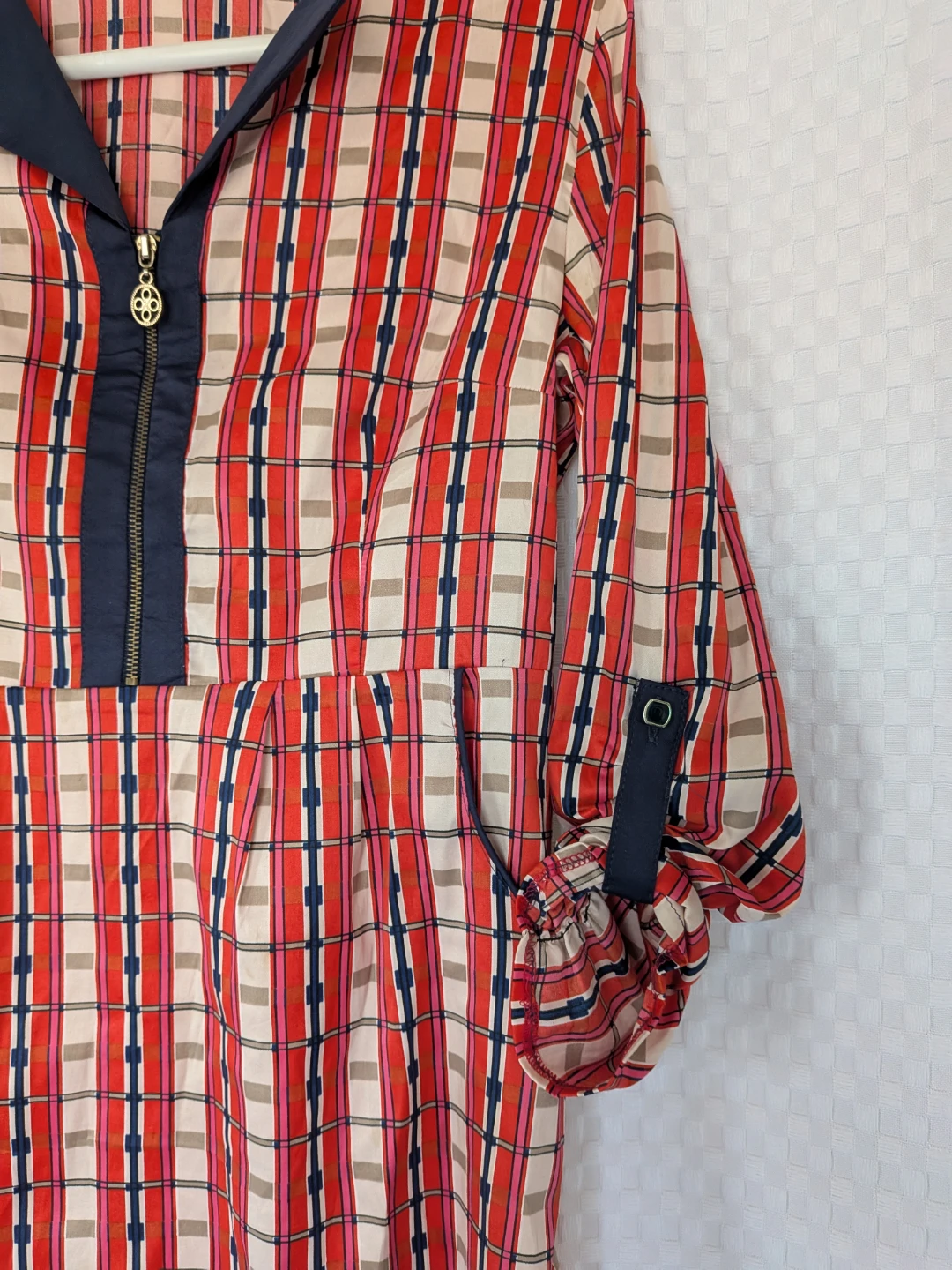 Women's Plaid Zipper Tunic Shirt