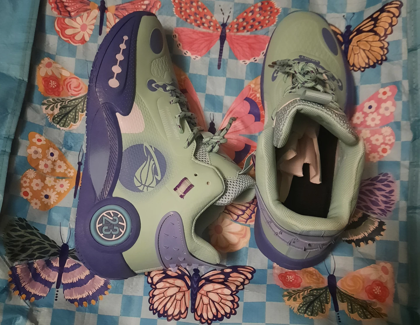 Li-Ning Basketball Shoes Mint Green and Purple - photo 3