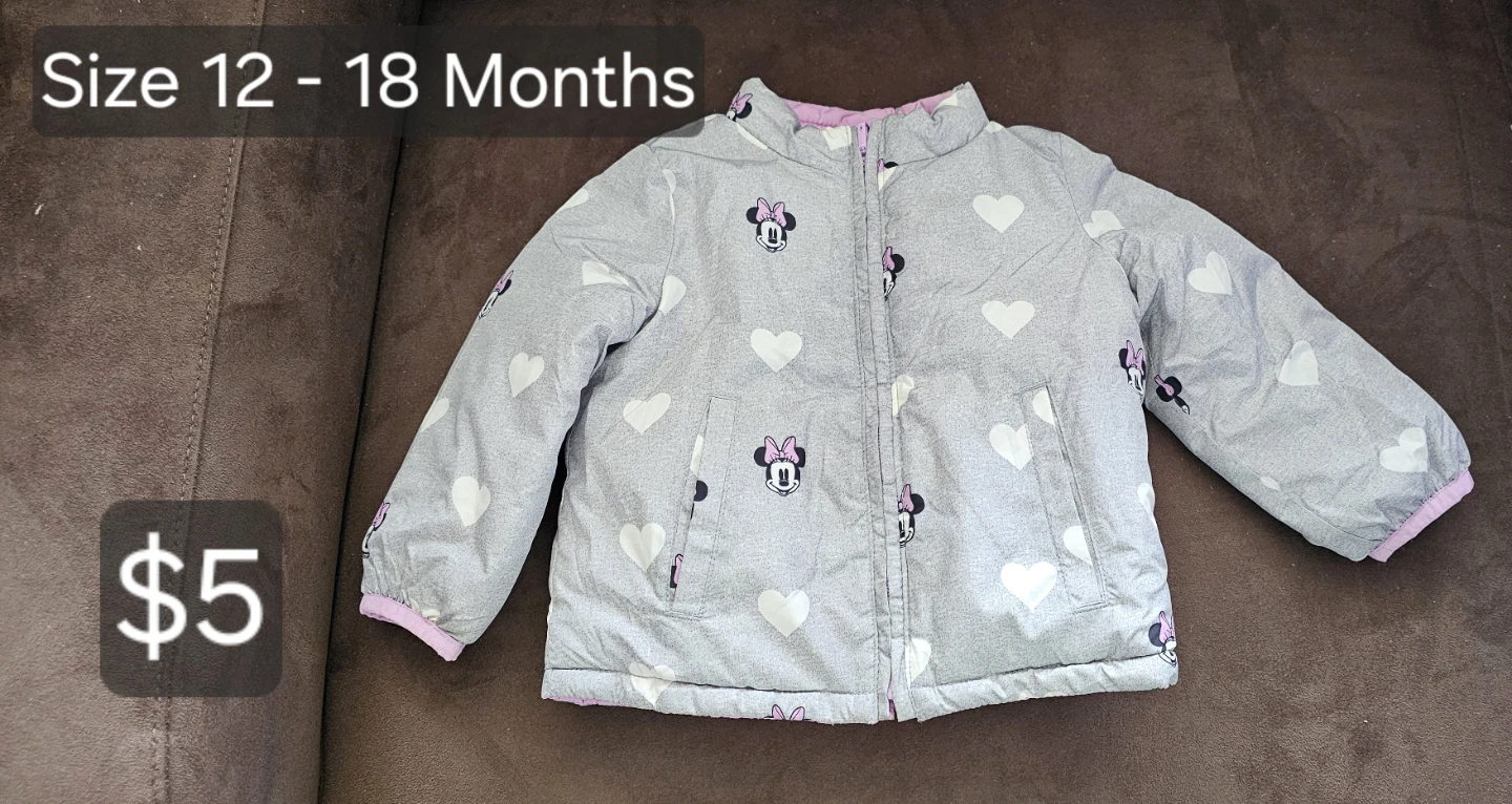 Baby Girls Minnie Mouse Heart Jacket - Size 12-18 Months