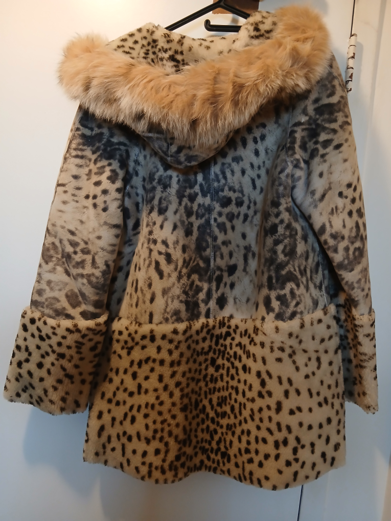 Modiano Collection Leopard Print Fur Trimmed Coat Size S - photo 2