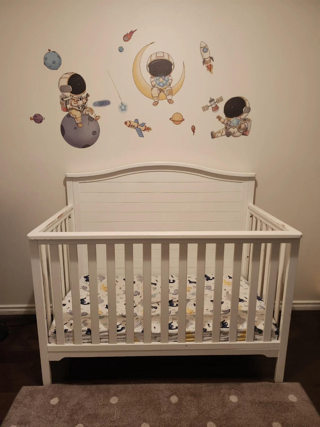 White Convertible Crib with Mattress