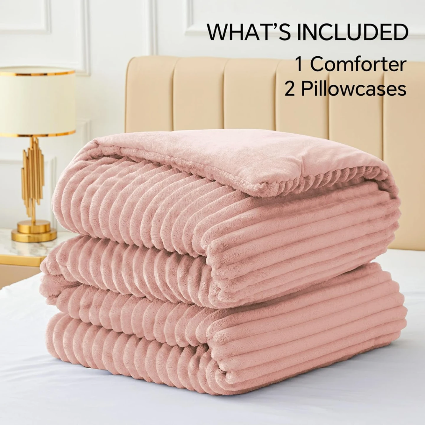 BEDELITE Fleece Queen Comforter Set-Dusty Pink -Super Soft - photo 3
