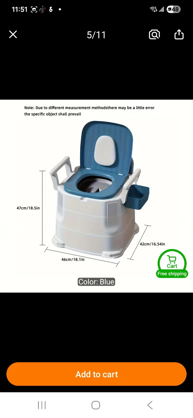 1pc Outdoor Portable Toilet Blue - photo 2